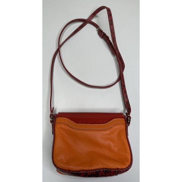 Rafe Monique Mini Crossbody Orange Multi Pebbled Leather Croc Print Travel Bag - Picture 2 of 8